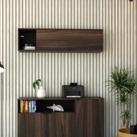 Armário Aéreo Com Nicho E Porta Basculante 35x135x35cm Wlnp135 Nogal Preto