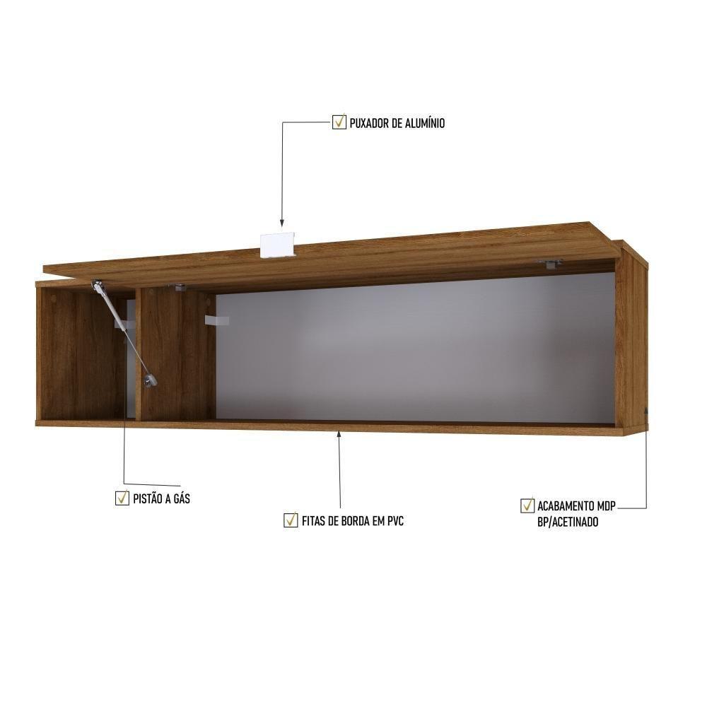 Armário Aéreo Com Nicho E Porta Basculante 35x135x35cm Wlnp135 Lâmina Mel Branco - 3