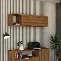 Armário Aéreo Com Nicho E Porta Basculante 35x135x35cm Wlnp135 Lâmina Mel Branco - 2