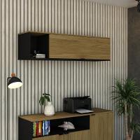 Armário Aéreo Com Nicho E Porta Basculante 35x135x35cm Wlnp135 Preto Tx Com Vermont Oak Preto - 2