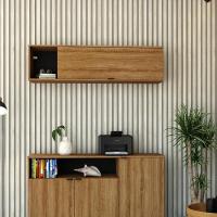 Armário Aéreo Com Nicho E Porta Basculante 35x135x35cm Wlnp135 Lâmina Mel Preto - 5