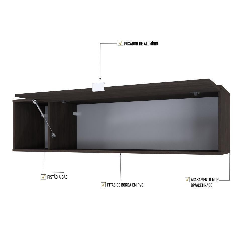 Armário Aéreo Com Nicho E Porta Basculante 35x135x35cm Wlnp135 Terracota Branco - 3