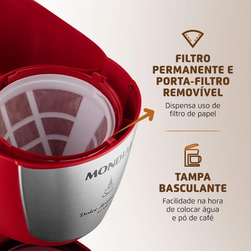 Cafeteira Elétrica Dolce Arome C-32-32x-r 127v-vermelho/inox - 4