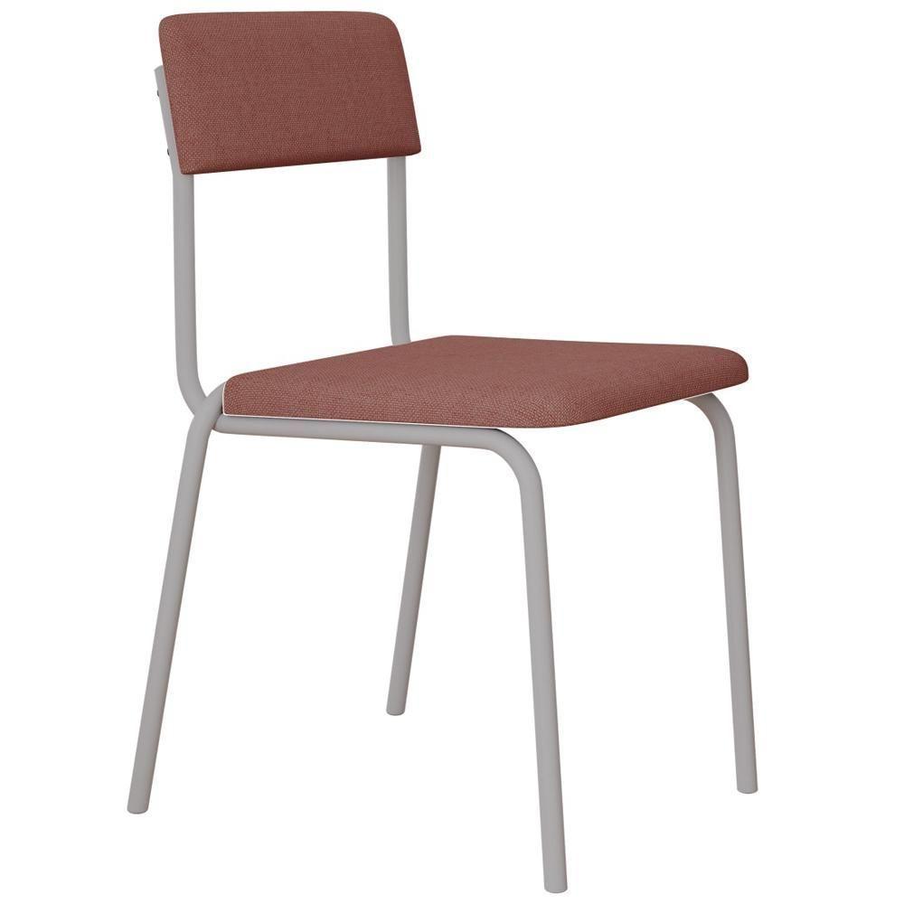 Kit 04 Cadeiras Estofada Para Sala De Jantar Sense Branco C01 Linho Rosê - Lyam Decor - 6