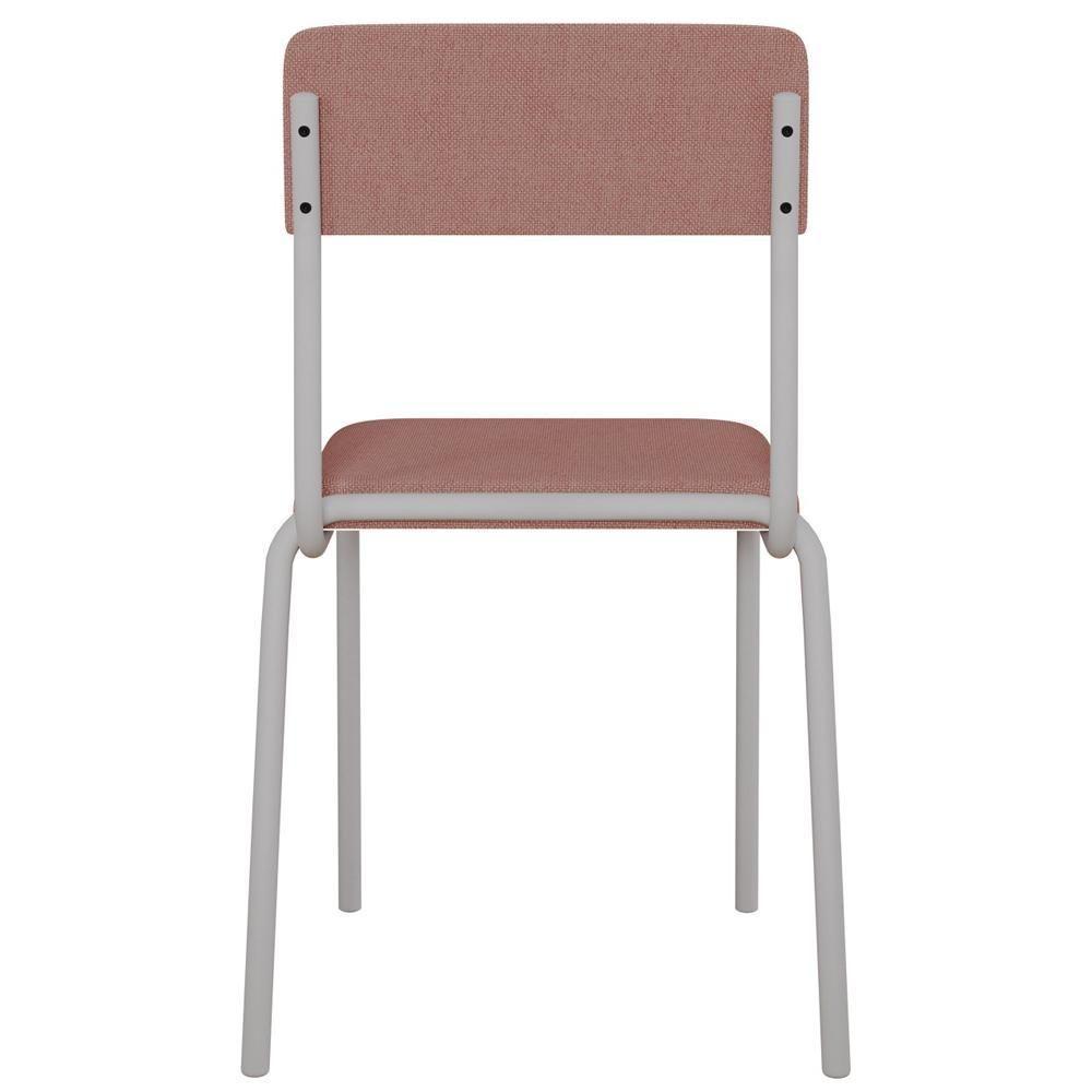 Kit 04 Cadeiras Estofada Para Sala De Jantar Sense Branco C01 Linho Rosê - Lyam Decor - 9