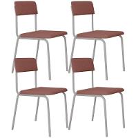 Kit 04 Cadeiras Estofada Para Sala De Jantar Sense Branco C01 Linho Rosê - Lyam Decor - 1