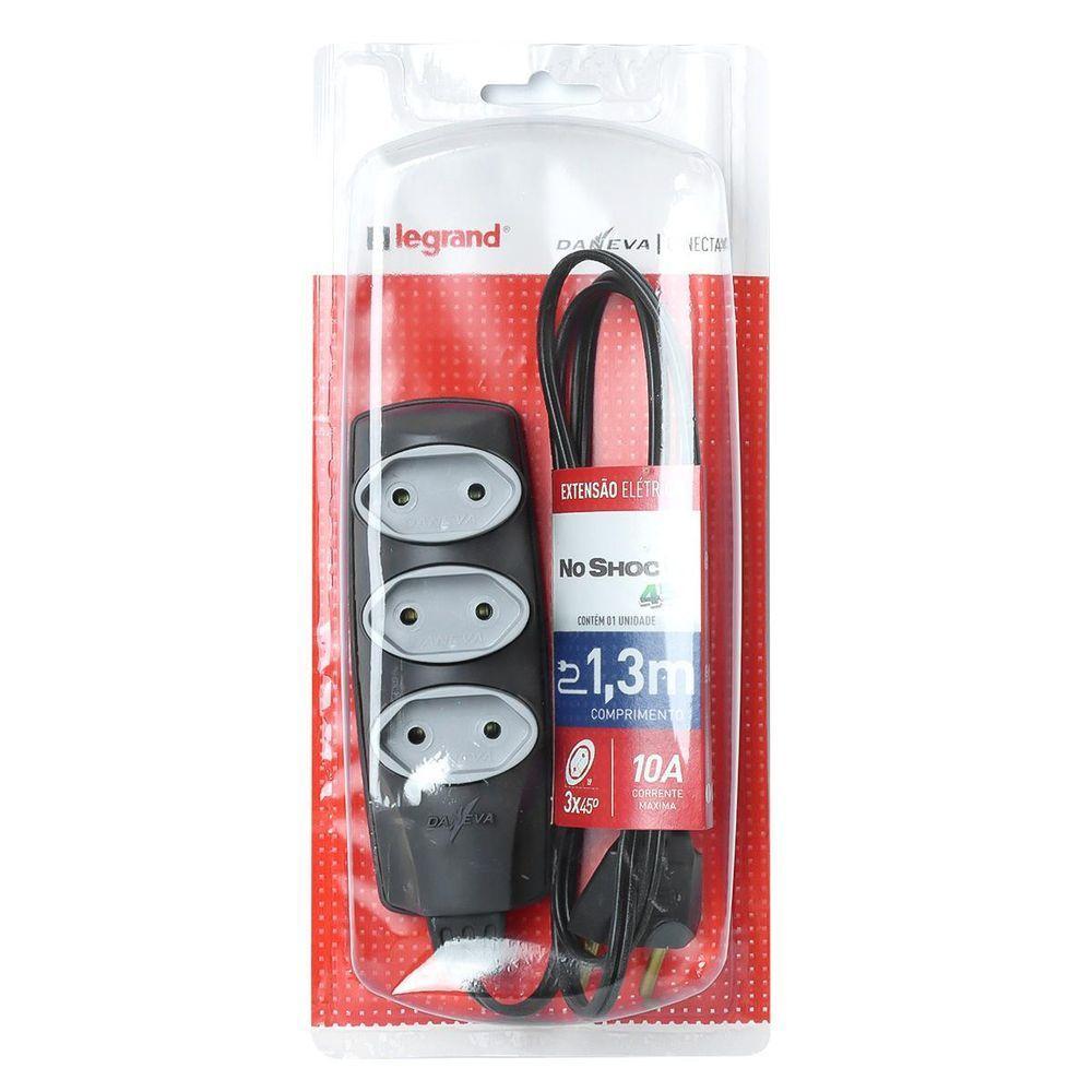 Extensao Noshock 90 Pl 2x0,75 2p 10a Grafite 1,3 Metros - 1