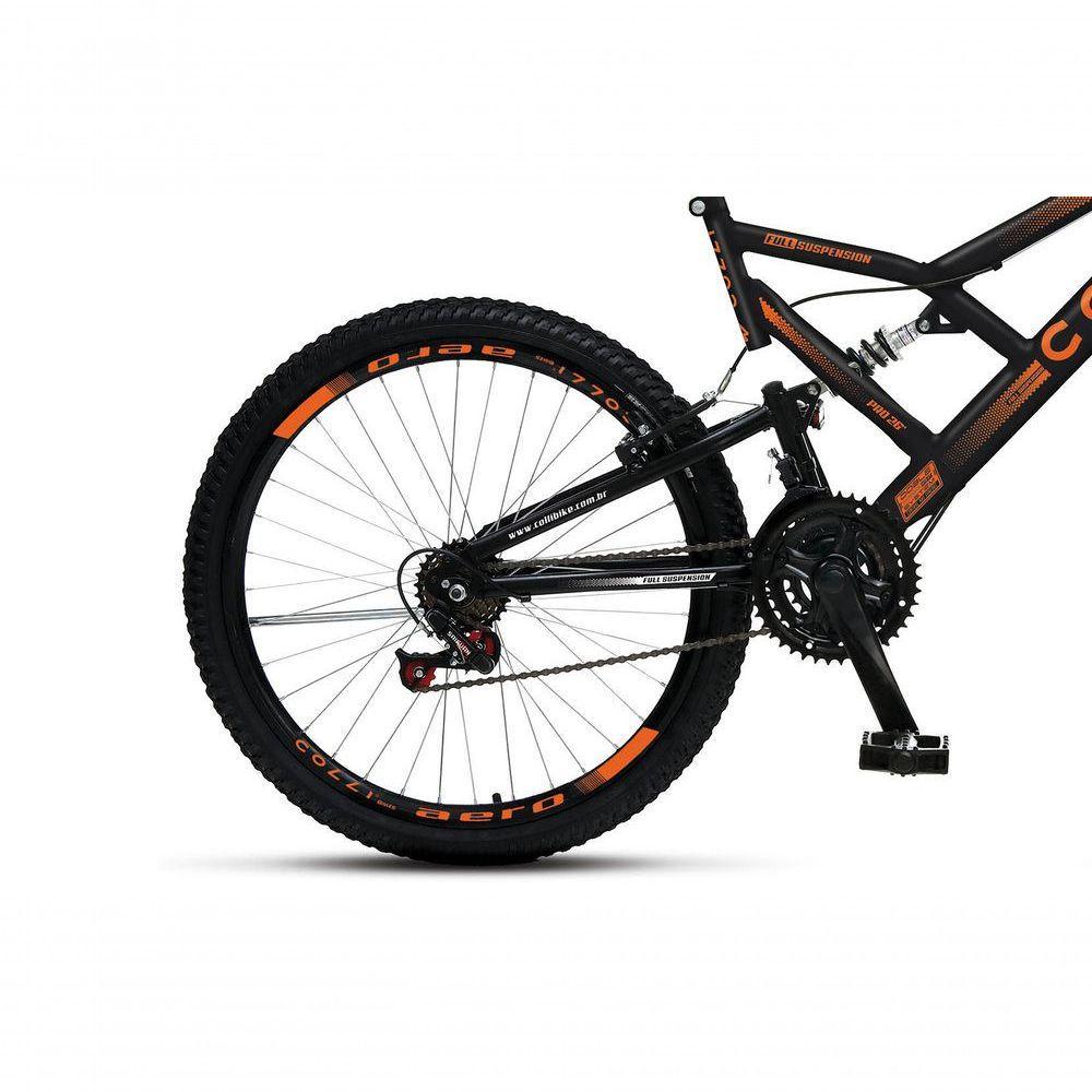 Bicicleta Gps 148 Dupla Suspensão E Freios V-brake, Aro 26 Aero, 36 Raias, 21 Marchas Colli Preto-laranja - 2