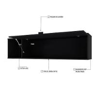 Armário Aéreo Com Nicho E Porta Basculante 35x135x35cm Wlnp135 Preto Tx - 3