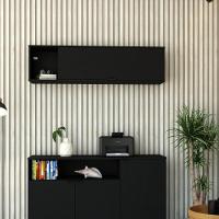 Armário Aéreo Com Nicho E Porta Basculante 35x135x35cm Wlnp135 Preto Tx