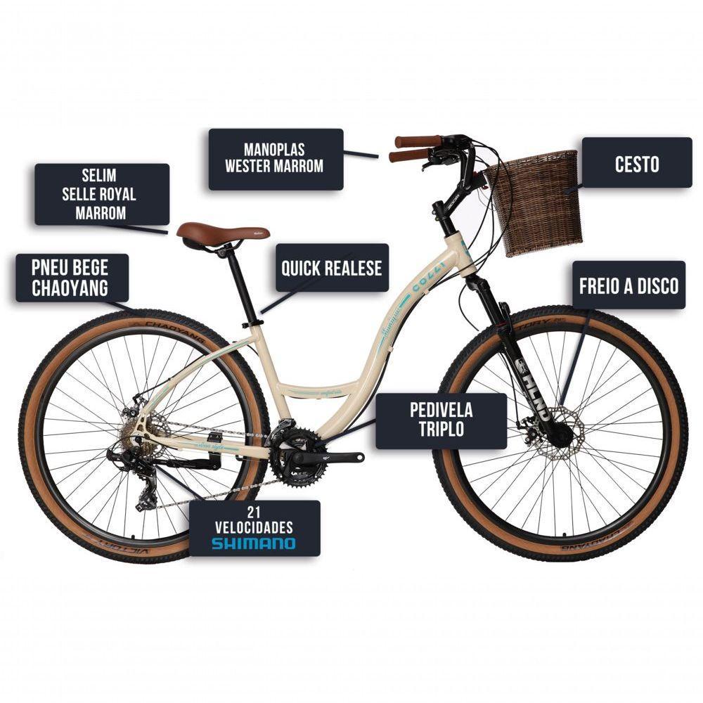 Bicicicleta Colli Munique Aluminio Aro 29 Disco-shimano 21v Tamanho Do Quadro 17 Bege Retrô - 5