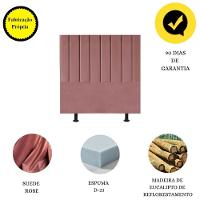 Cabeceira Estofada Cama Solteiro 90 Cm Luna Suede e Frame rosé