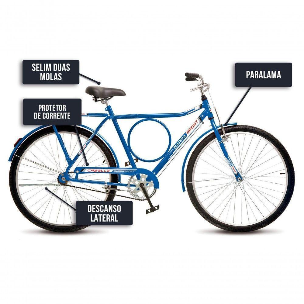 Bicicleta Colli Barra Sport Aro 26 Em Ferro Com Bagageiro E Capa Corrente Azul - 5