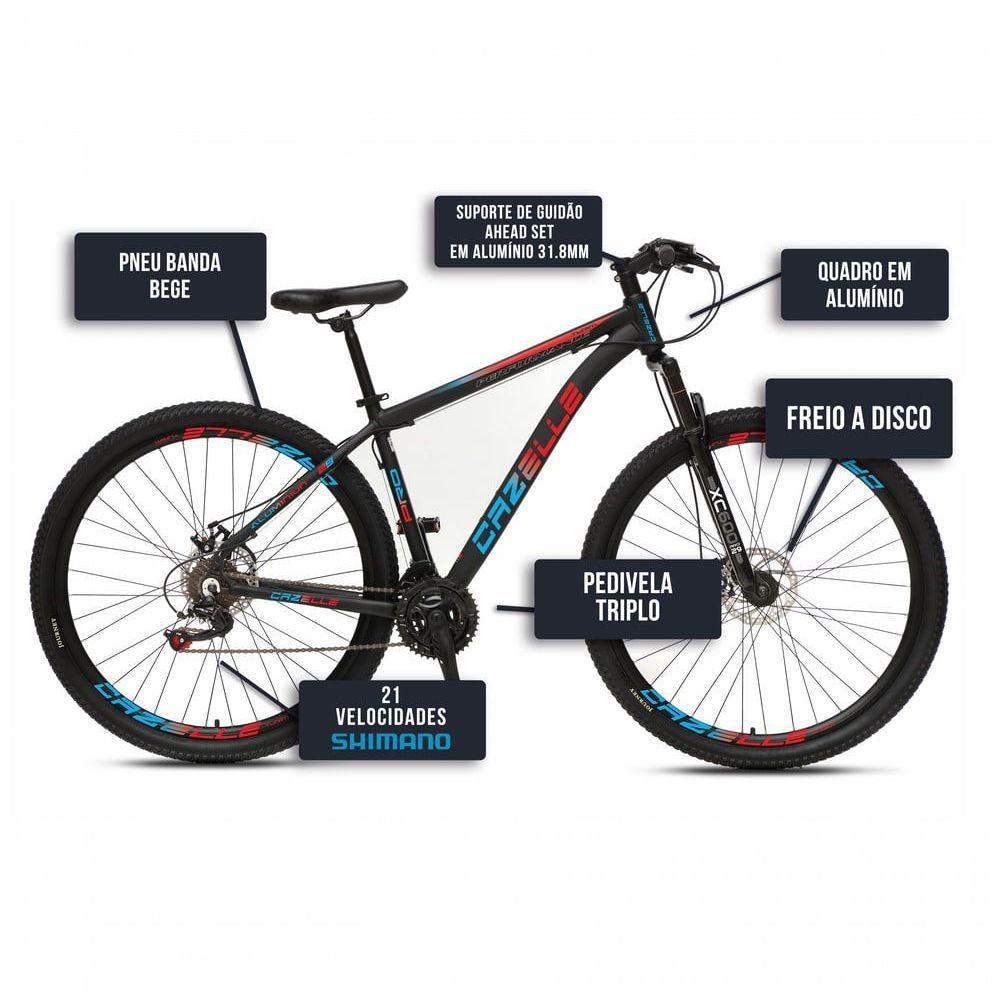 Bicicleta Aro 29 Colli Cazelle Turim 21m Aluminio Quadro 17 Preto-adesivo Azul-vermelho - 5