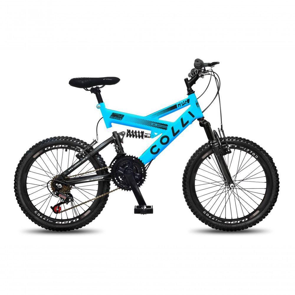 Bicicleta Gps Aro 20 Dupla Suspensão 21 Marchas Colli Azul Claro - 1