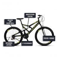 Bicicleta Gps 148 Dupla Suspensão E Freios V-brake, Aro 26 Aero, 36 Raias, 21 Marchas Colli Preto-amarelo - 5
