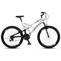 Bicicleta Gps 148 Dupla Suspensão E Freios V-brake, Aro 26 Aero, 36 Raias, 21 Marchas Colli Branco - 1