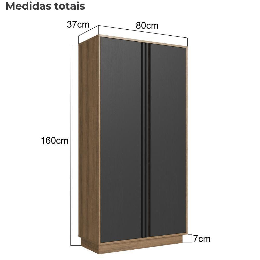 Armario Para Escritorio Office 160x80 Cm Ar5020 Faem Mel Grafite - 3
