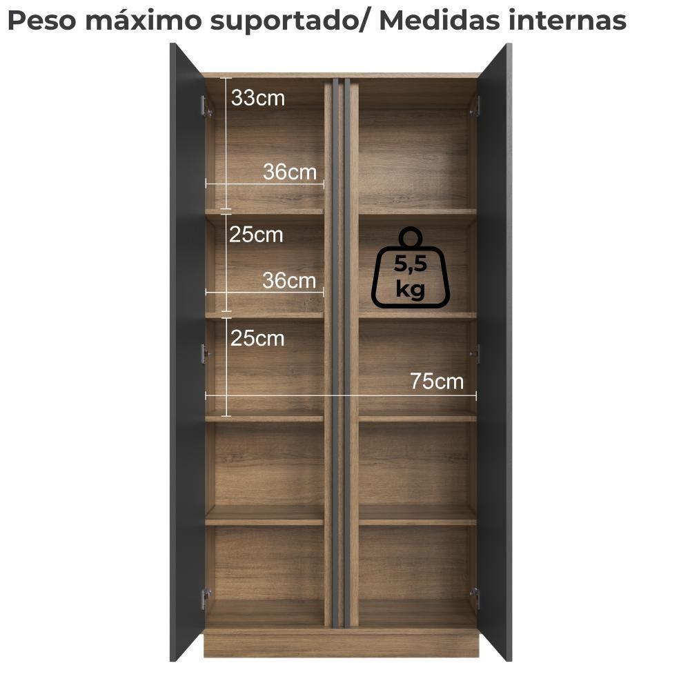 Armario Para Escritorio Office 160x80 Cm Ar5020 Faem Mel Grafite - 4