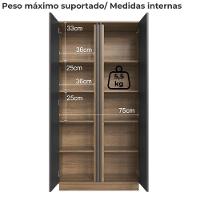 Armario Para Escritorio Office 160x80 Cm Ar5020 Faem Mel Grafite