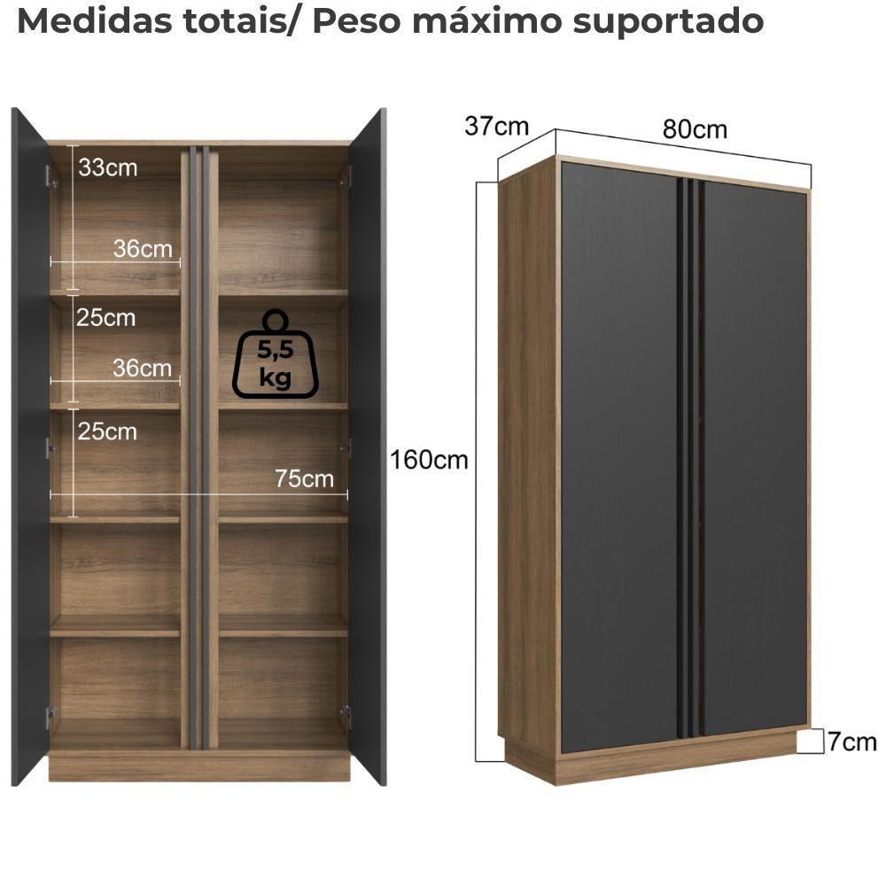 Conjunto Escritorio 3 Peças Office Cm5020 Faem Mel Grafite - 4