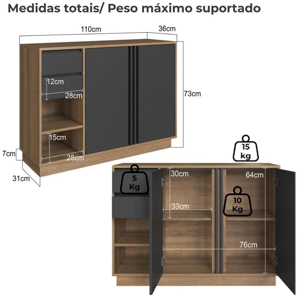 Conjunto Escritorio 3 Peças Office Cm5020 Faem Mel Grafite - 5