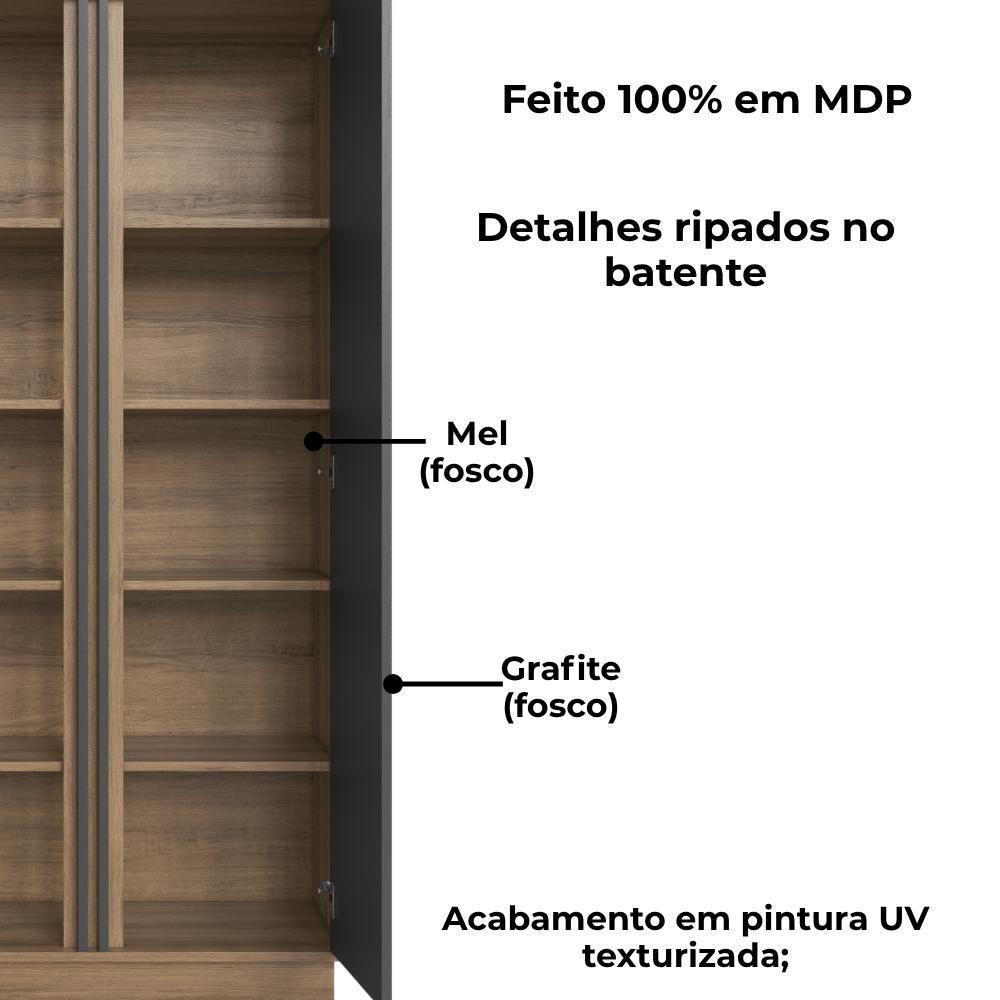 Conjunto Escritorio 3 Peças Office Cm5020 Faem Mel Grafite - 8