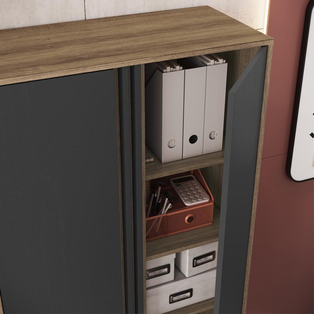 Conjunto Escritorio 3 Peças Office Cm5020 Faem Mel Grafite - 9