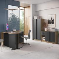 Conjunto Escritorio 3 Peças Office Cm5020 Faem Mel Grafite - 2