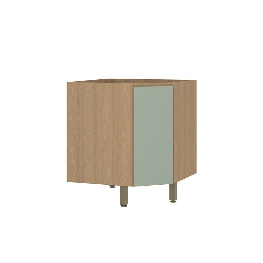 Balcão De Cozinha Canto Diagonal 74cm 1 Porta Sem Tampo Slim Freijó/verde Jade - 1