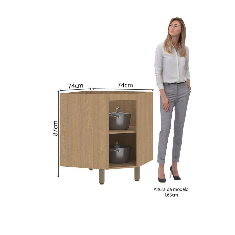 Balcão De Cozinha Canto Diagonal 74cm 1 Porta Sem Tampo Slim Freijó/verde Jade - 4