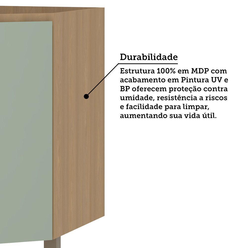 Balcão De Cozinha Canto Diagonal 74cm 1 Porta Sem Tampo Slim Freijó/verde Jade - 6
