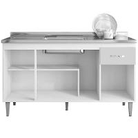 Balcão de Pia Para Cozinha 150 Cm Graziela 4 Portas 1 Gaveta Cinza