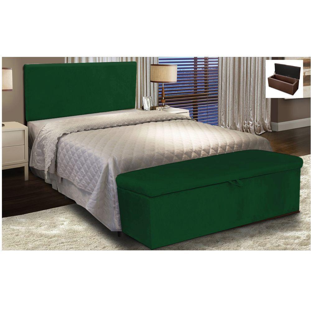 Cabeceira Painel Clean para Cama Box Casal 140cm Suede Verde - 4