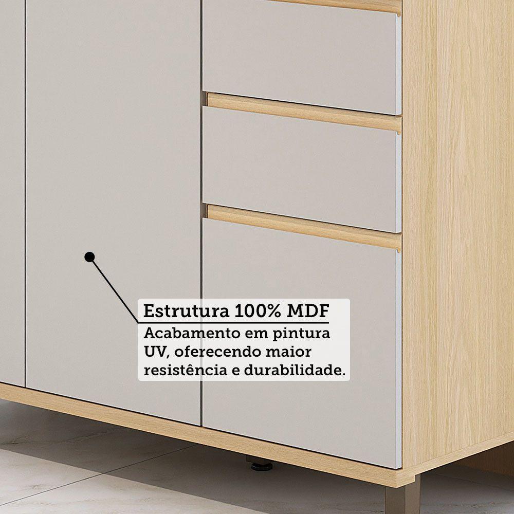 Bancada Cozinha 144cm Com Tampo Para Ilha E Balcão 120cm Aura Carvalho/cinza Cristal - 4