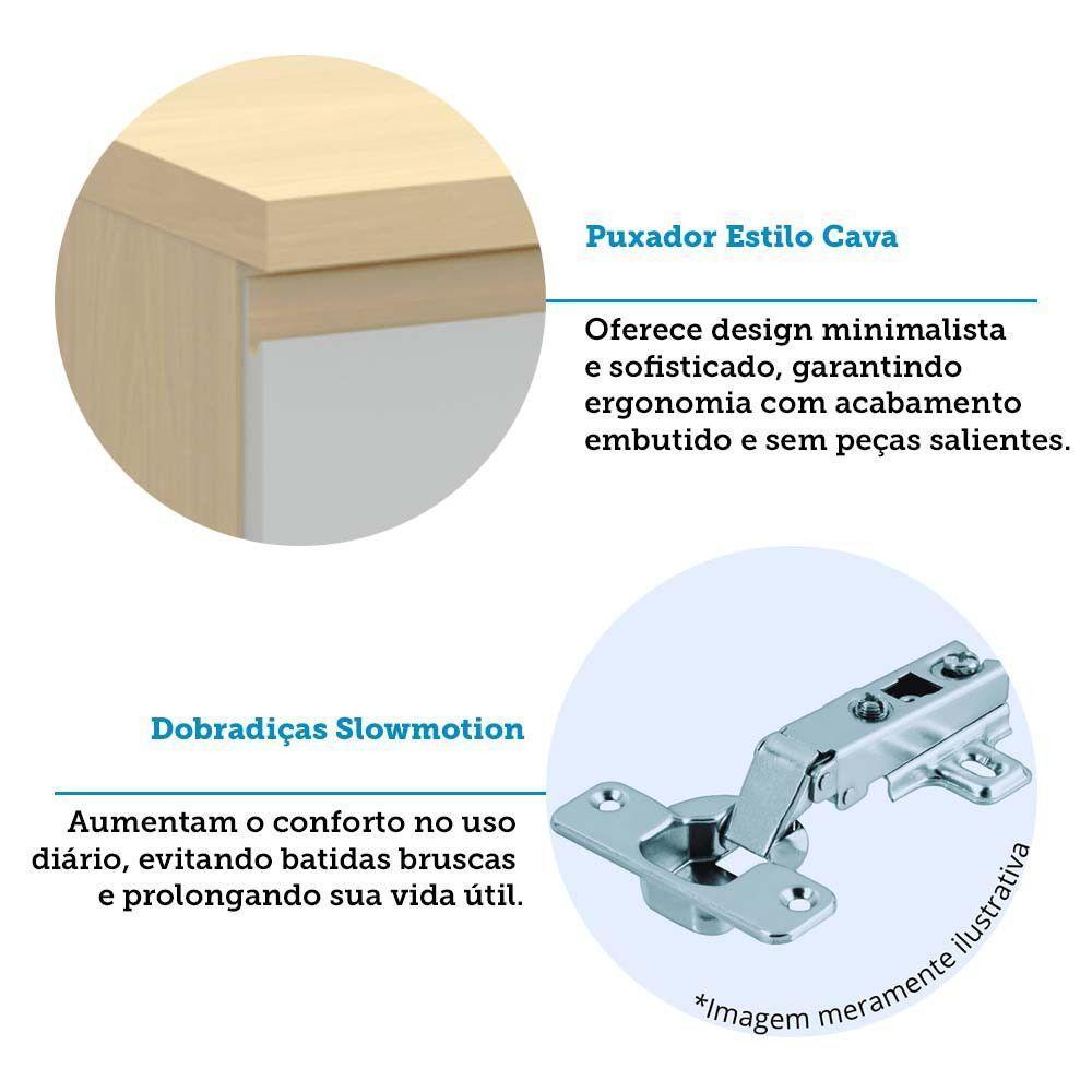 Bancada Cozinha 144cm Com Tampo Para Ilha E Balcão 120cm Aura Carvalho/cinza Cristal - 9