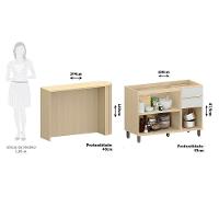 Bancada Cozinha 144cm Com Tampo Para Ilha E Balcão 120cm Aura Carvalho/cinza Cristal - 2