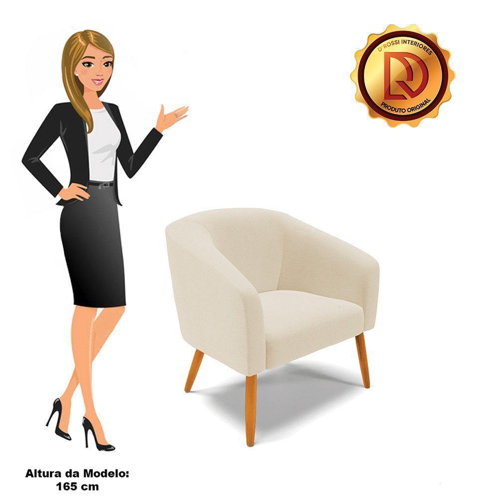 Kit 02 Poltronas Stella Linho Pés Palitos Castanho - D'rossi Cor A32 Bege - 4