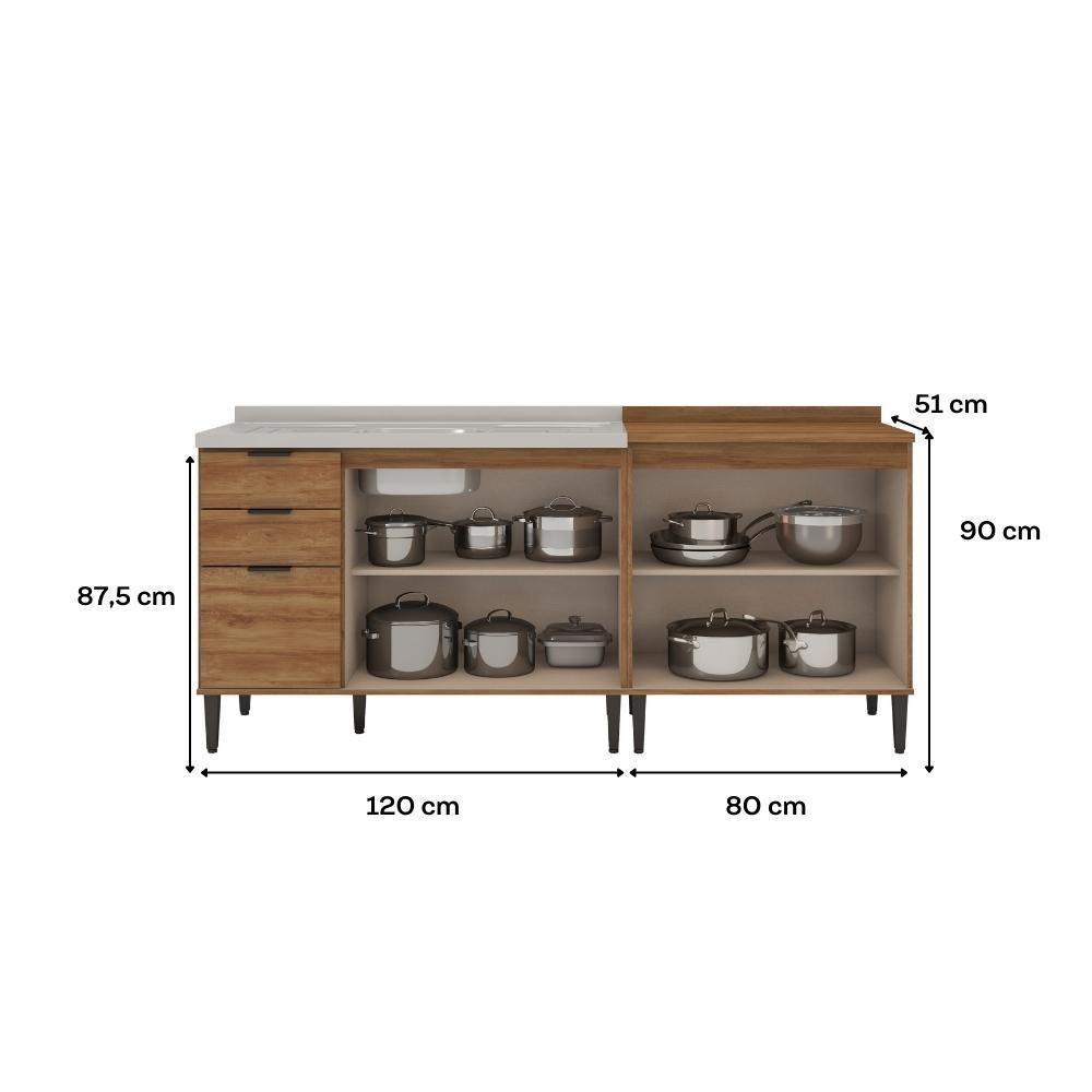 Conjunto Balcões Miami Point Carraro Freijó - 3