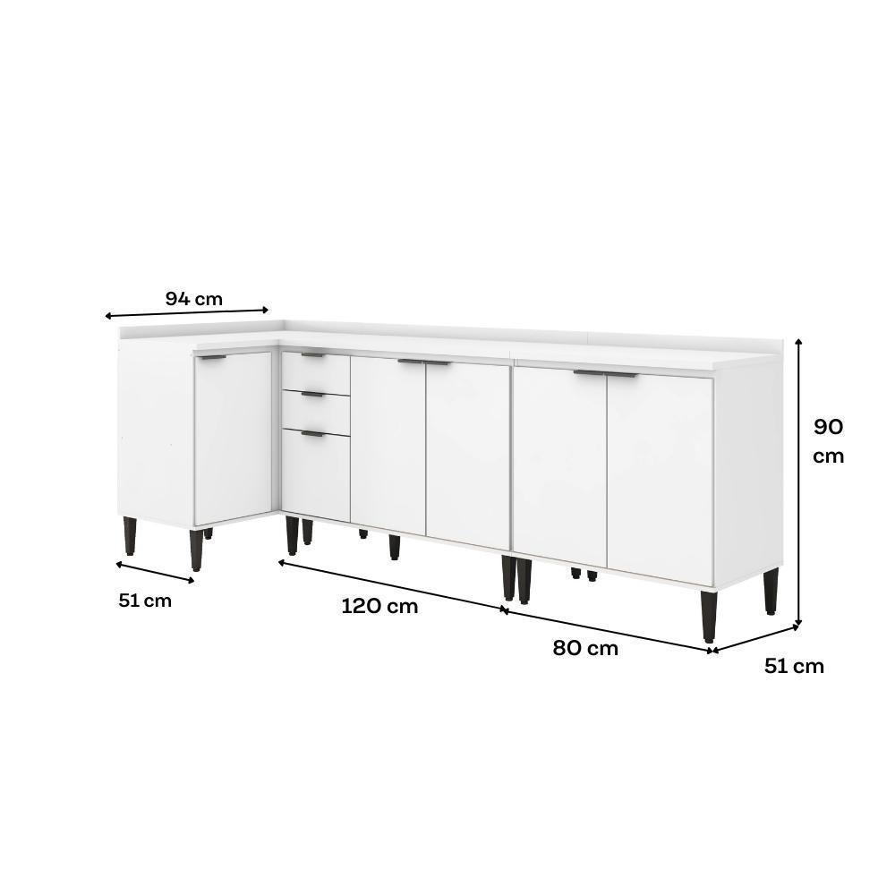 Conjunto Balcões Miami Light Carraro Branco - 5