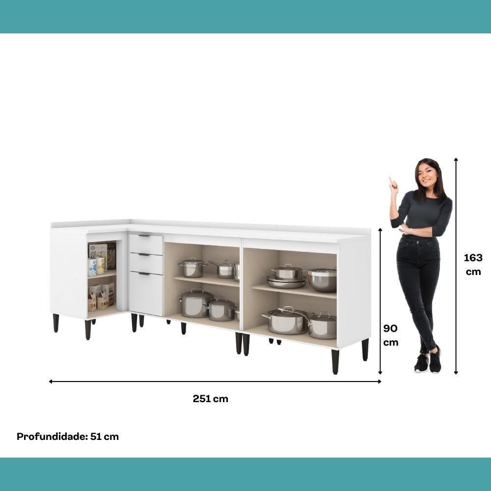 Conjunto Balcões Miami Light Carraro Branco - 7