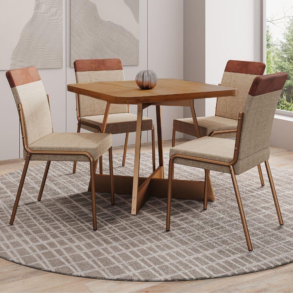 Conjunto Sala De Jantar 4 Cadeiras Seul Carraro Nogal - 1