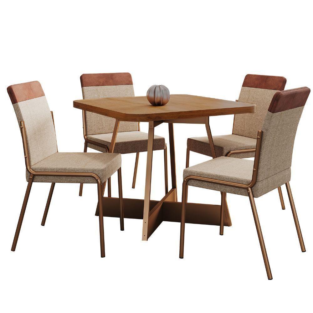 Conjunto Sala De Jantar 4 Cadeiras Seul Carraro Nogal - 2