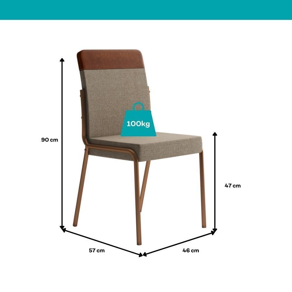 Conjunto Sala De Jantar 4 Cadeiras Seul Carraro Nogal - 9