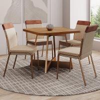 Conjunto Sala De Jantar 4 Cadeiras Seul Carraro Nogal - 1