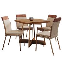 Conjunto Sala De Jantar 4 Cadeiras Seul Carraro Nogal - 2