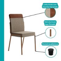 Conjunto Sala De Jantar 4 Cadeiras Seul Carraro Nogal - 7