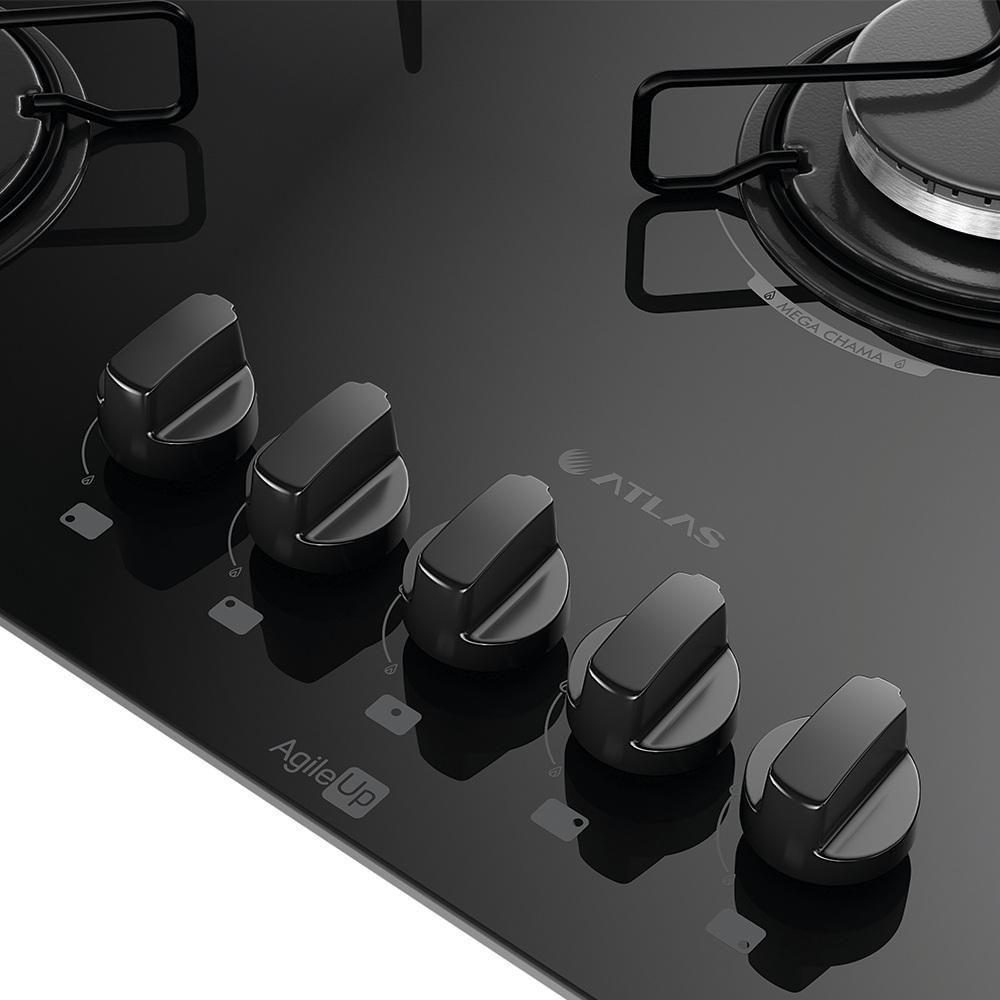 Cooktop A Gás Atlas 5 Bocas Agile Up Preto Bivolt - 2