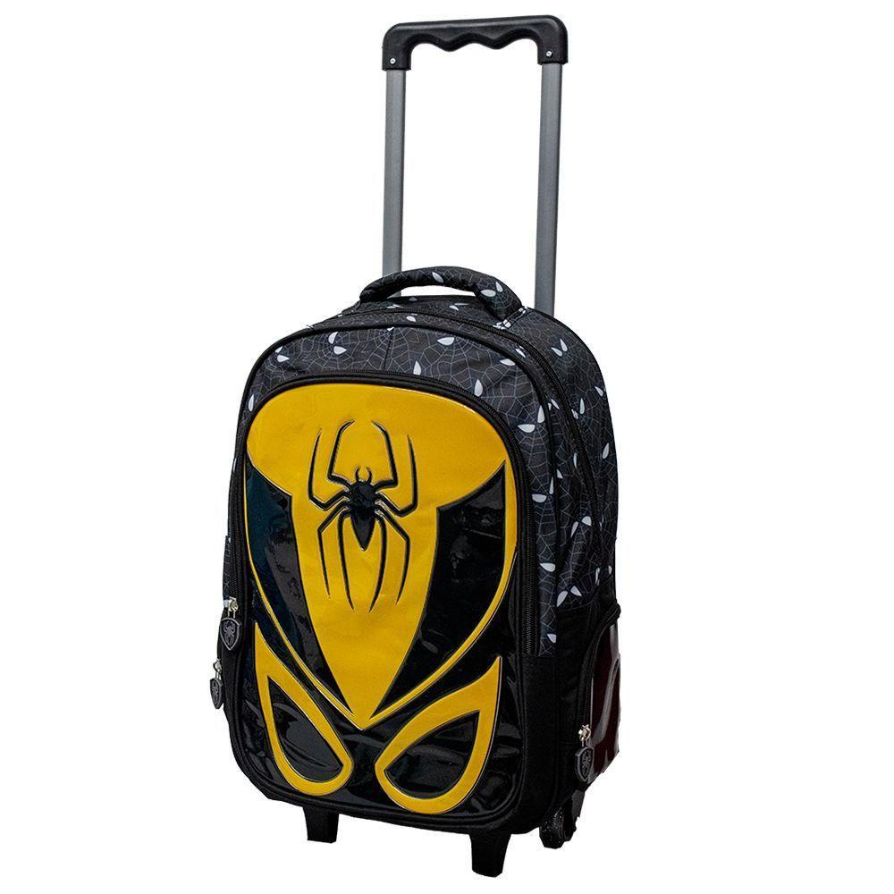 Kit Mochila Escolar Infantil De Rodinhas Com Lancheira E Estojo Yins Em Pvc 3d Kids Spider Amarelo - 5