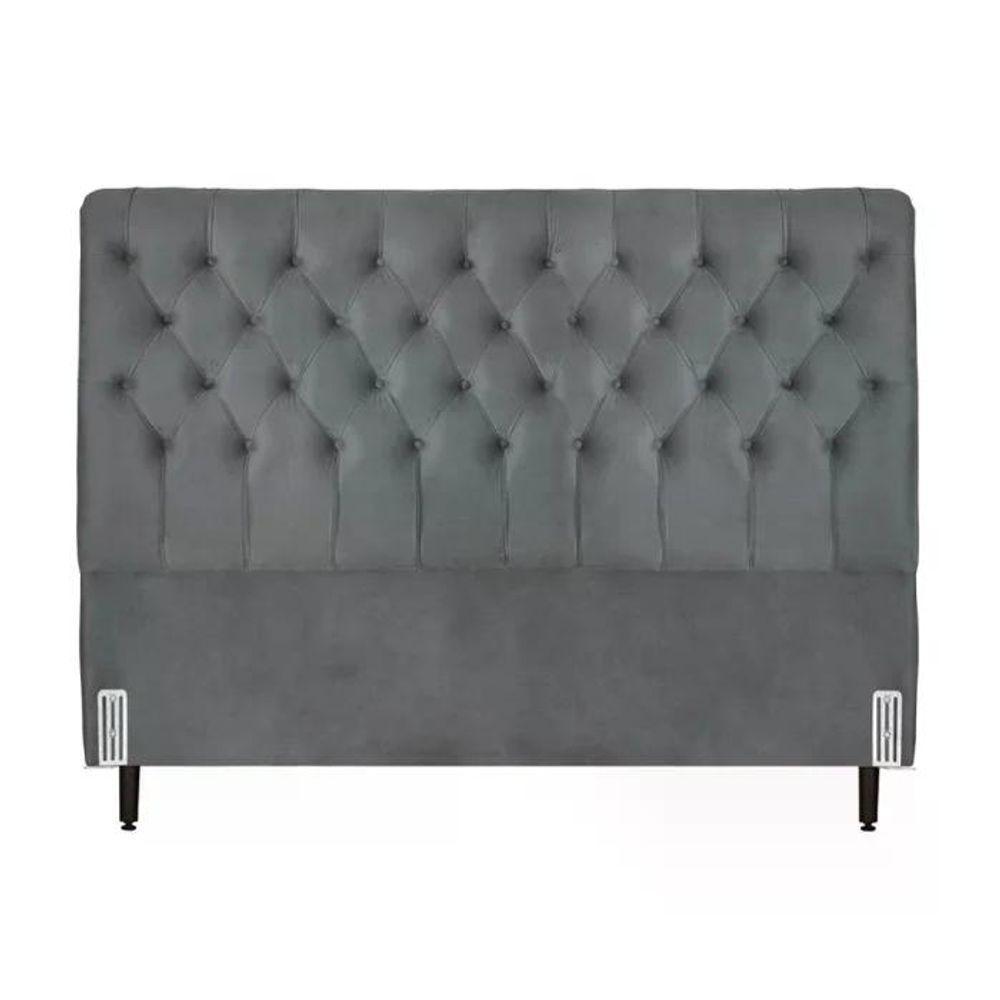 Cabeceira De Cama Box Casal Queen 158cm Pádua Veludo Cinza - 4